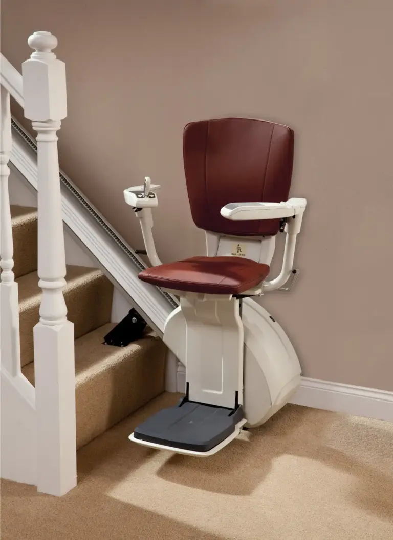 Indoor stair lift by TK Access with curved rail installation